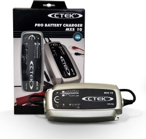 CTEK MXS 10 Fully Automatic Battery Charger (Charges, Maintains and Reconditions Car, Caravan & Motorhome batteries) 12V, 10 Amp – UK Plug